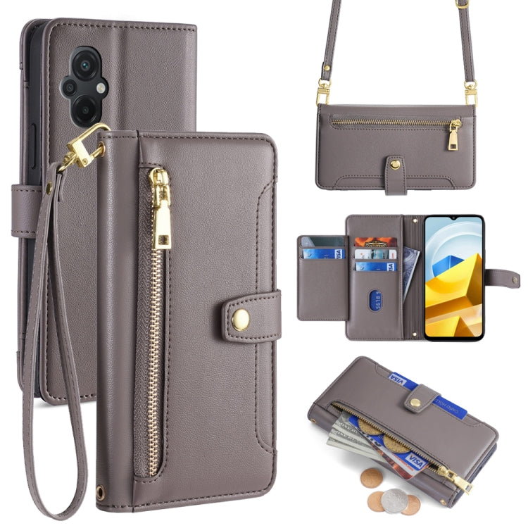Sheep Texture Cross-body Zipper Wallet Leather Phone Case