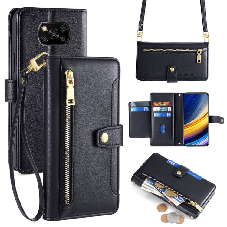 Sheep Texture Cross-body Zipper Wallet Leather Phone Case