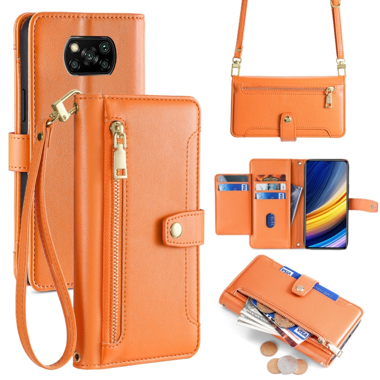 Sheep Texture Cross-body Zipper Wallet Leather Phone Case