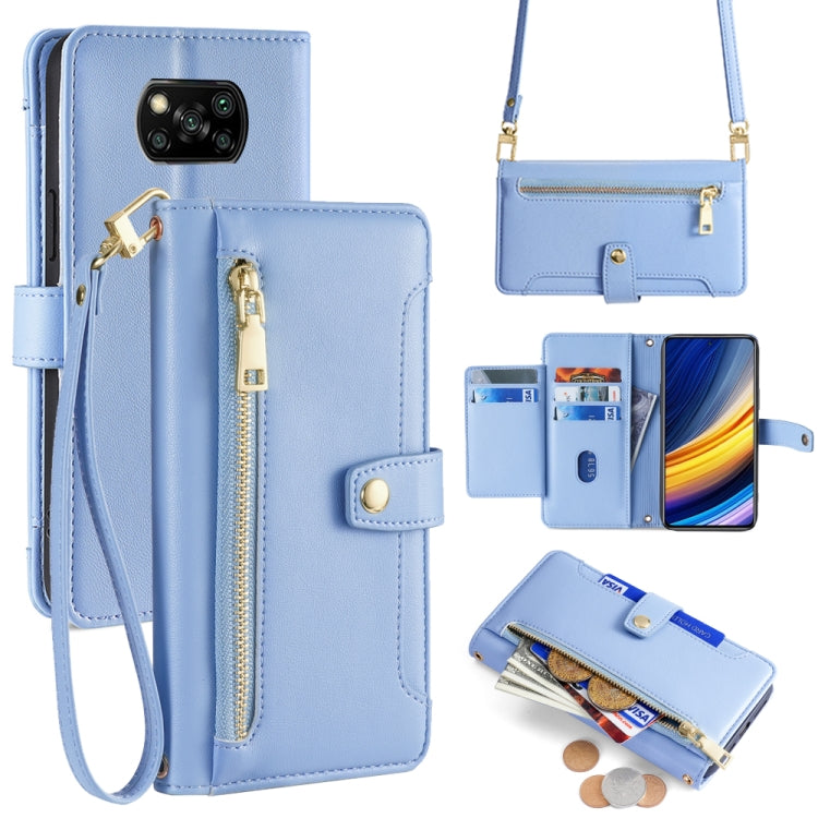 Sheep Texture Cross-body Zipper Wallet Leather Phone Case