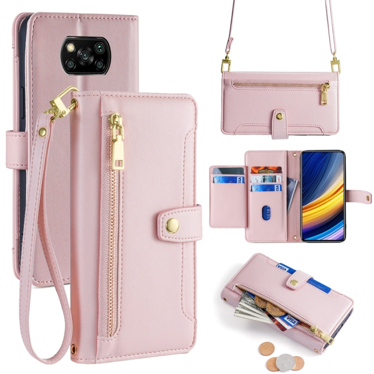 Sheep Texture Cross-body Zipper Wallet Leather Phone Case