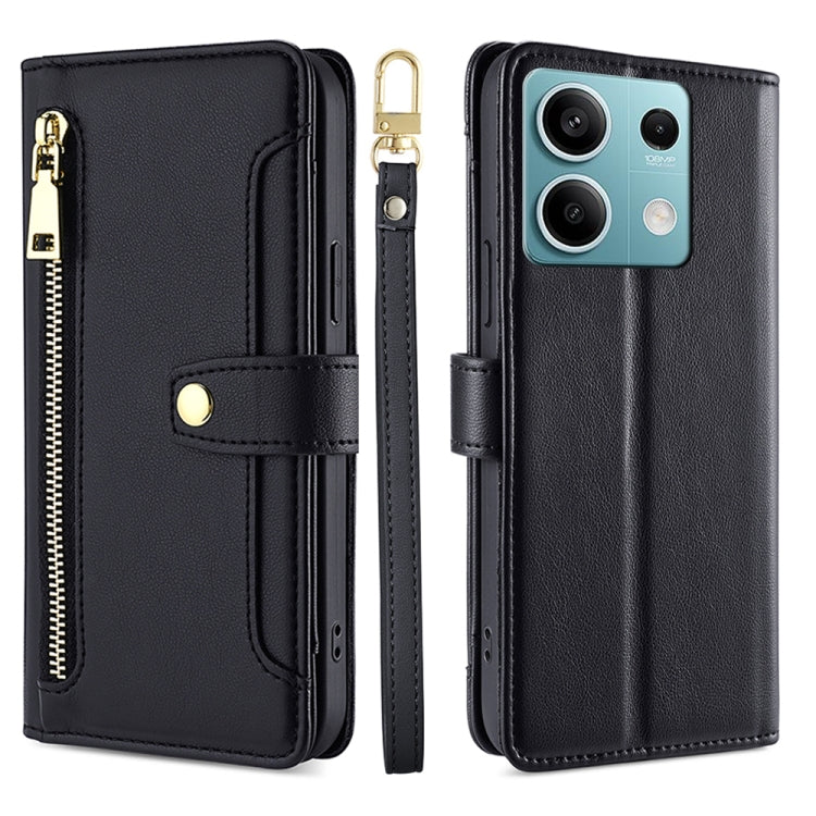 Sheep Texture Cross-body Zipper Wallet Leather Phone Case