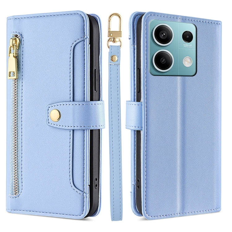 Sheep Texture Cross-body Zipper Wallet Leather Phone Case