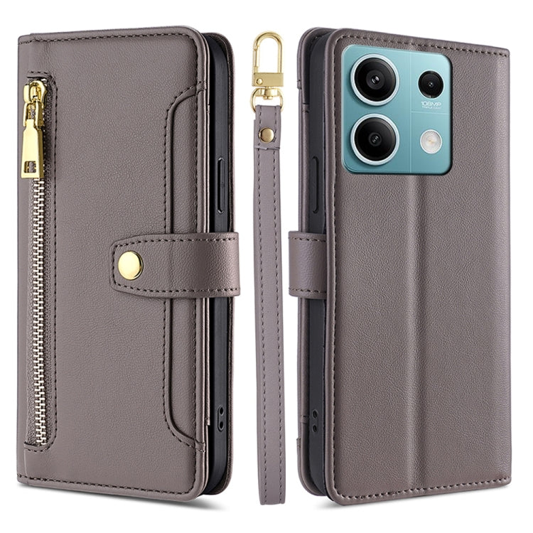 Sheep Texture Cross-body Zipper Wallet Leather Phone Case