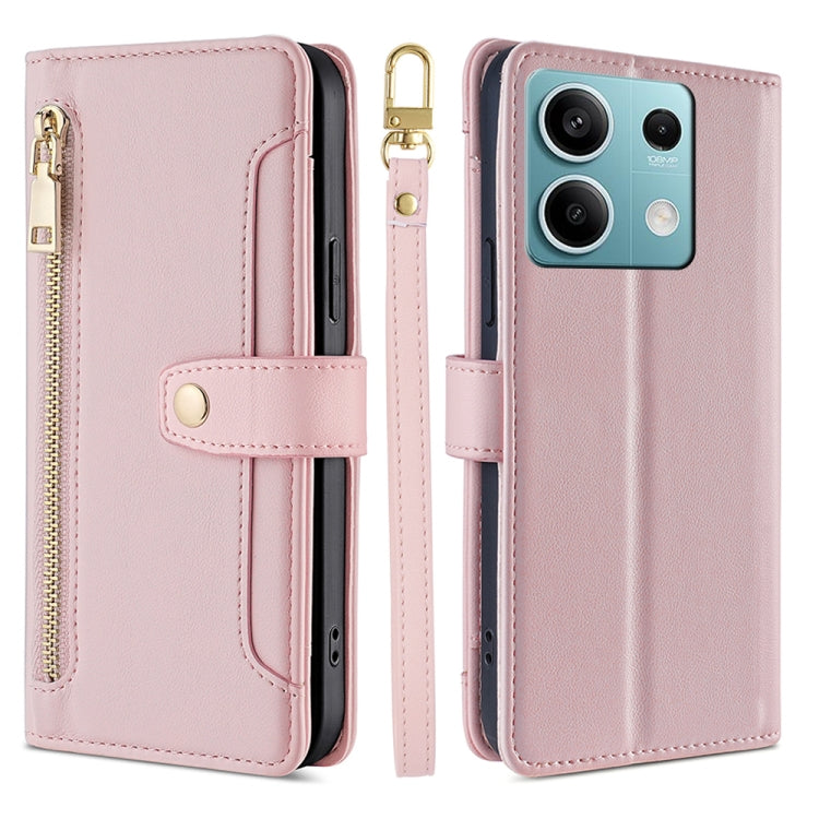 Sheep Texture Cross-body Zipper Wallet Leather Phone Case