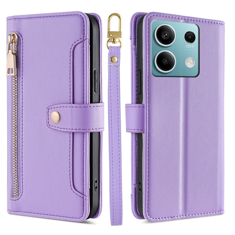 Sheep Texture Cross-body Zipper Wallet Leather Phone Case