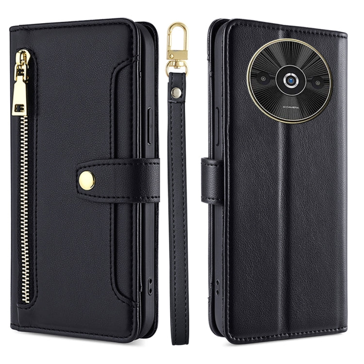 Sheep Texture Cross-body Zipper Wallet Leather Phone Case