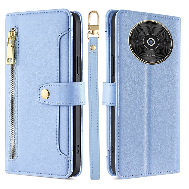 Sheep Texture Cross-body Zipper Wallet Leather Phone Case