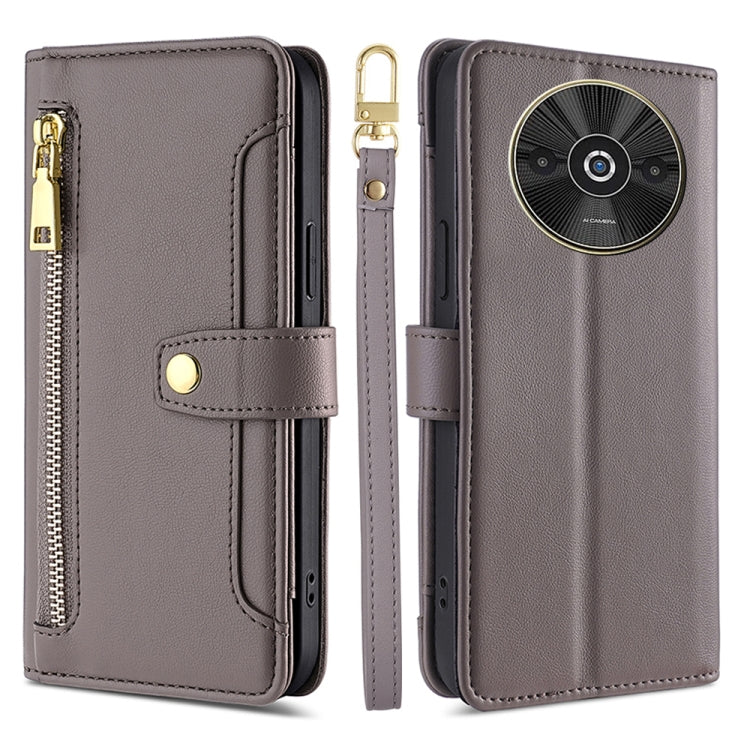 Sheep Texture Cross-body Zipper Wallet Leather Phone Case