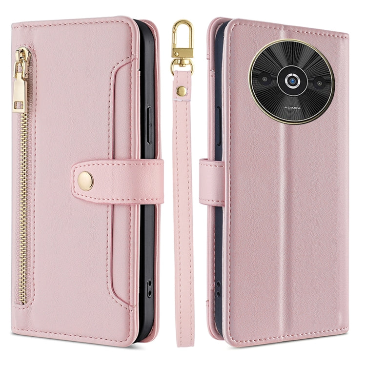 Sheep Texture Cross-body Zipper Wallet Leather Phone Case