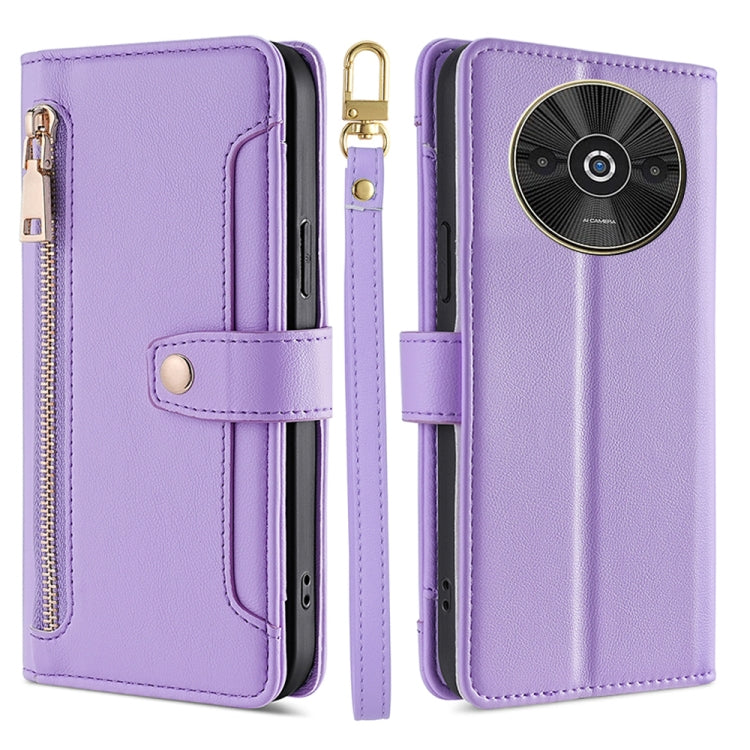 Sheep Texture Cross-body Zipper Wallet Leather Phone Case