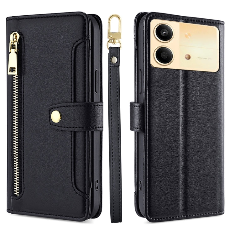 Sheep Texture Cross-body Zipper Wallet Leather Phone Case