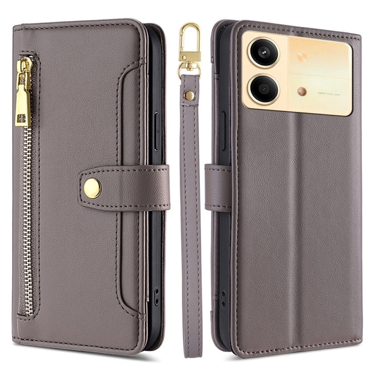 Sheep Texture Cross-body Zipper Wallet Leather Phone Case