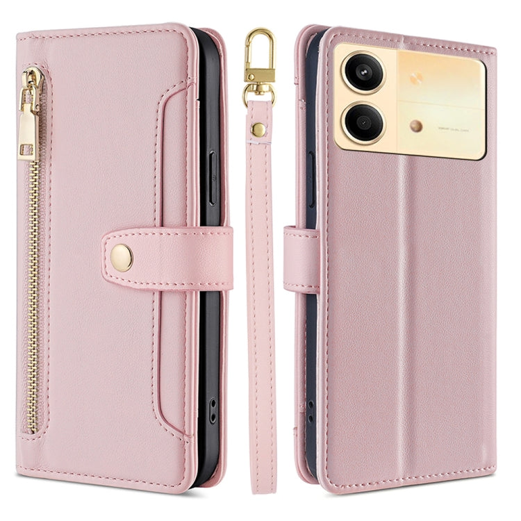 Sheep Texture Cross-body Zipper Wallet Leather Phone Case