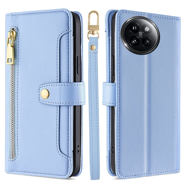Sheep Texture Cross-body Zipper Wallet Leather Phone Case