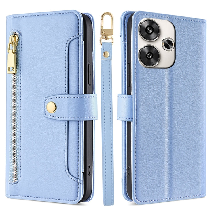 Sheep Texture Cross-body Zipper Wallet Leather Phone Case