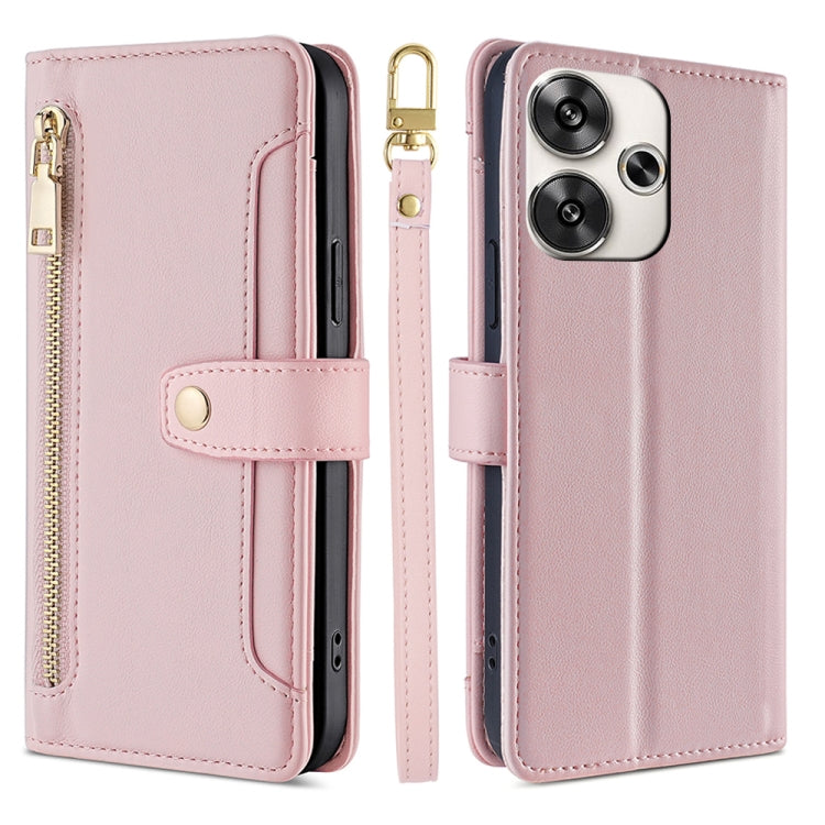 Sheep Texture Cross-body Zipper Wallet Leather Phone Case