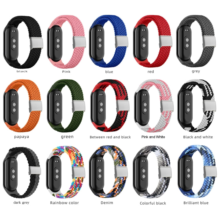 Bracelet de montre réglable en nylon tressé avec boucle en acier, pour Xiaomi Mi Band 8