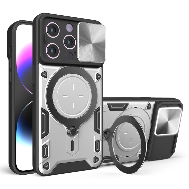 CD Texture Sliding Camshield Magnetic Holder Phone Case, For iPhone 15 Pro, For iPhone 15 Plus, For iPhone 15, For iPhone 14 Plus