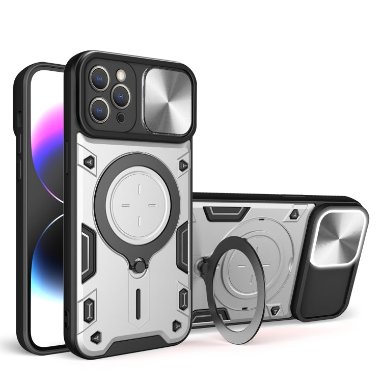 CD Texture Sliding Camshield Magnetic Holder Phone Case, For iPhone 14, For iPhone 14 Pro, For iPhone 14 Pro Max, For iPhone 13 Pro Max