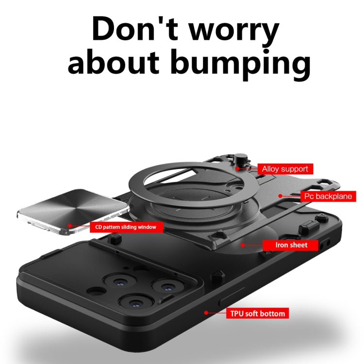 CD Texture Sliding Camshield Magnetic Holder Phone Case, For iPhone 15 Pro, For iPhone 15 Plus, For iPhone 15, For iPhone 14 Plus