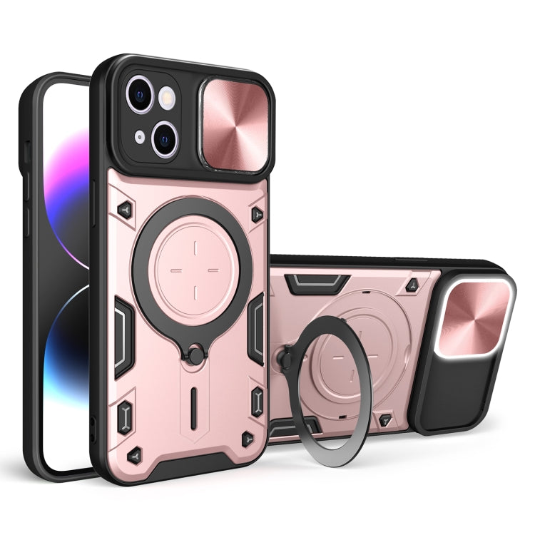 CD Texture Sliding Camshield Magnetic Holder Phone Case, For iPhone 15, For iPhone 14 Plus, For iPhone 14, For iPhone 14 Pro
