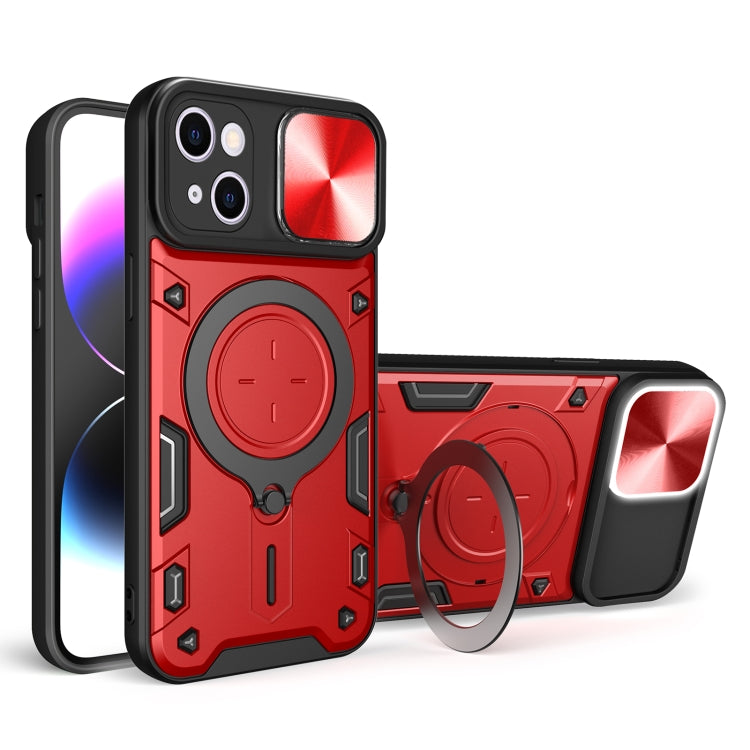 CD Texture Sliding Camshield Magnetic Holder Phone Case, For iPhone 15 Pro, For iPhone 15 Plus, For iPhone 15, For iPhone 14 Plus