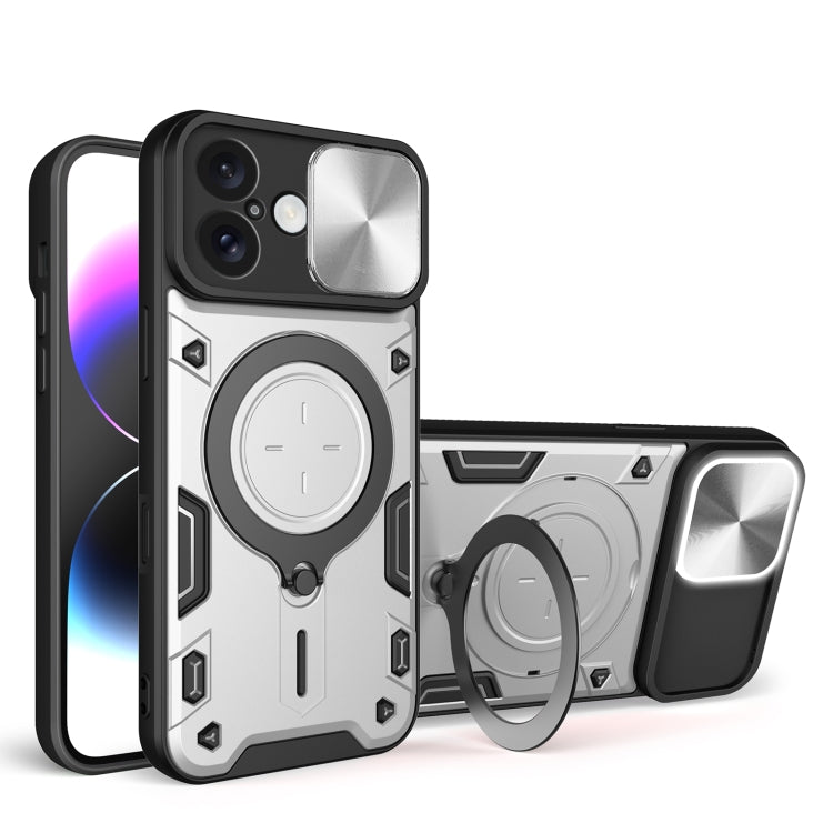CD Texture Sliding Camshield Magnetic Holder Phone Case, For iPhone 16 Pro, For iPhone 16 Plus, For iPhone 16, For iPhone 15 Pro Max