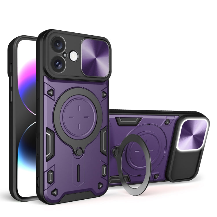 CD Texture Sliding Camshield Magnetic Holder Phone Case, For iPhone 16 Pro, For iPhone 16 Plus, For iPhone 16, For iPhone 15 Pro Max