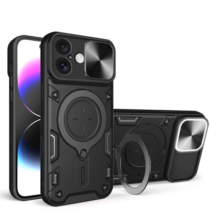 CD Texture Sliding Camshield Magnetic Holder Phone Case, For iPhone 16 Pro, For iPhone 16 Plus, For iPhone 16, For iPhone 15 Pro Max