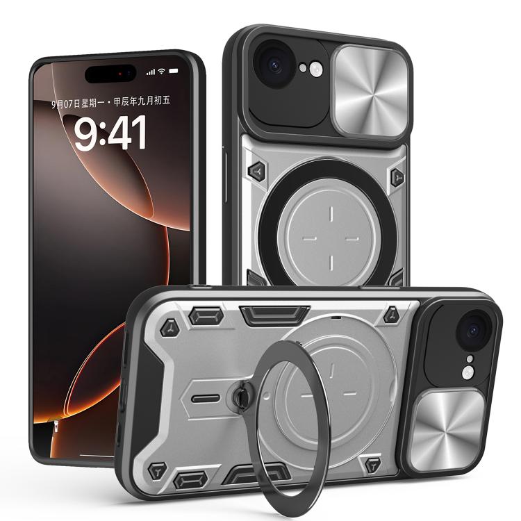 CD Texture Sliding Camshield Magnetic Holder Phone Case, For iPhone 17e / 16e, For iPhone 17 Pro Max, For iPhone 17 Pro, For iPhone 17