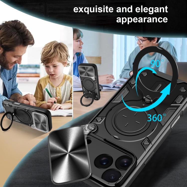 CD Texture Sliding Camshield Magnetic Holder Phone Case, For iPhone 17 Pro, For iPhone 17, For iPhone Air, For iPhone 16 Pro Max