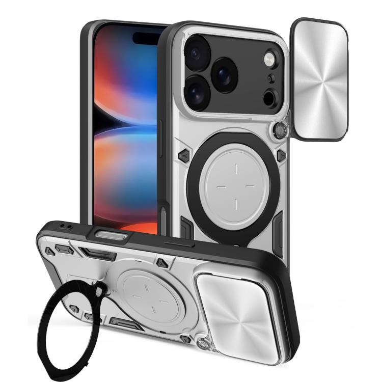CD Texture Sliding Camshield Magnetic Holder Phone Case, For iPhone 17 Pro, For iPhone 17, For iPhone Air, For iPhone 16 Pro Max