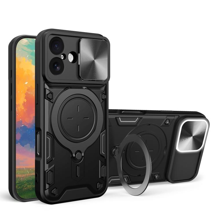 CD Texture Sliding Camshield Magnetic Holder Phone Case, For iPhone 17e / 16e, For iPhone 17 Pro Max, For iPhone 17 Pro, For iPhone 17