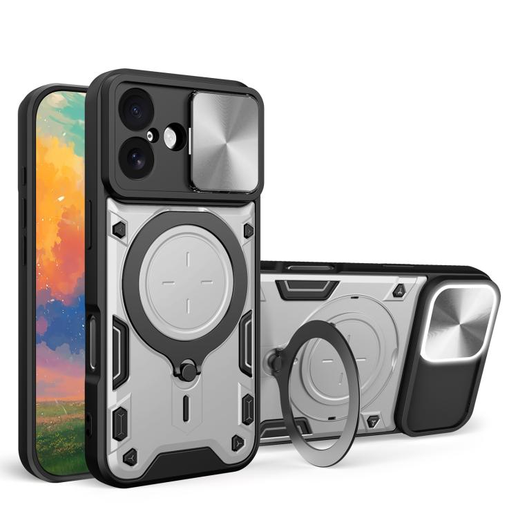 CD Texture Sliding Camshield Magnetic Holder Phone Case, For iPhone 17e / 16e, For iPhone 17 Pro Max, For iPhone 17 Pro, For iPhone 17