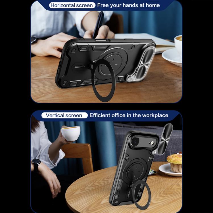 CD Texture Sliding Camshield Magnetic Holder Phone Case, For iPhone Air, For iPhone 16 Pro Max, For iPhone 16 Pro, For iPhone 16 Plus