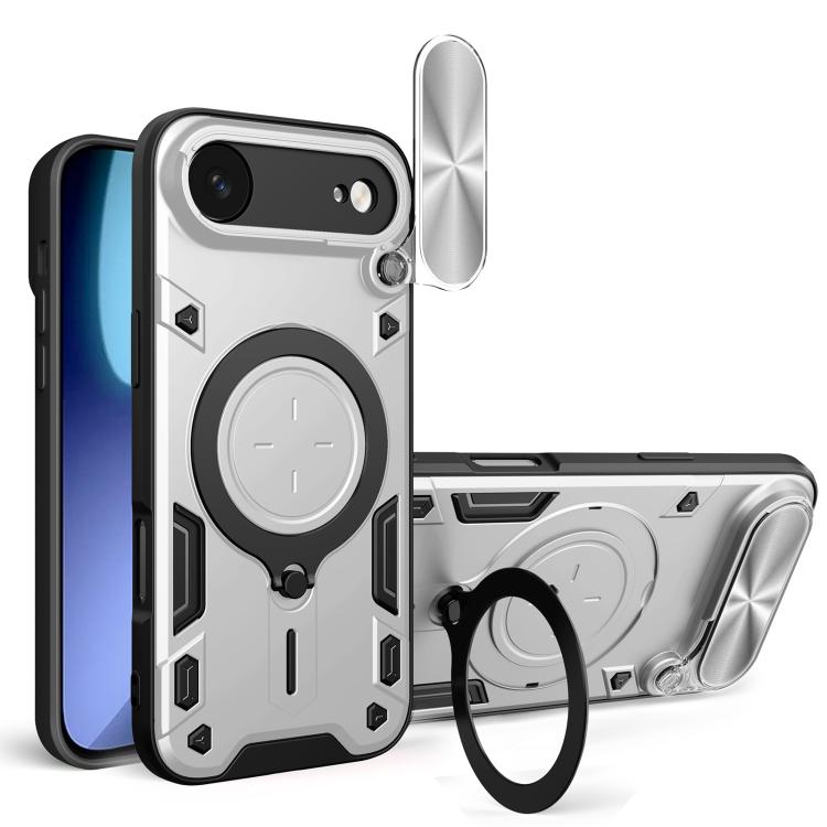 CD Texture Sliding Camshield Magnetic Holder Phone Case, For iPhone Air, For iPhone 16 Pro Max, For iPhone 16 Pro, For iPhone 16 Plus