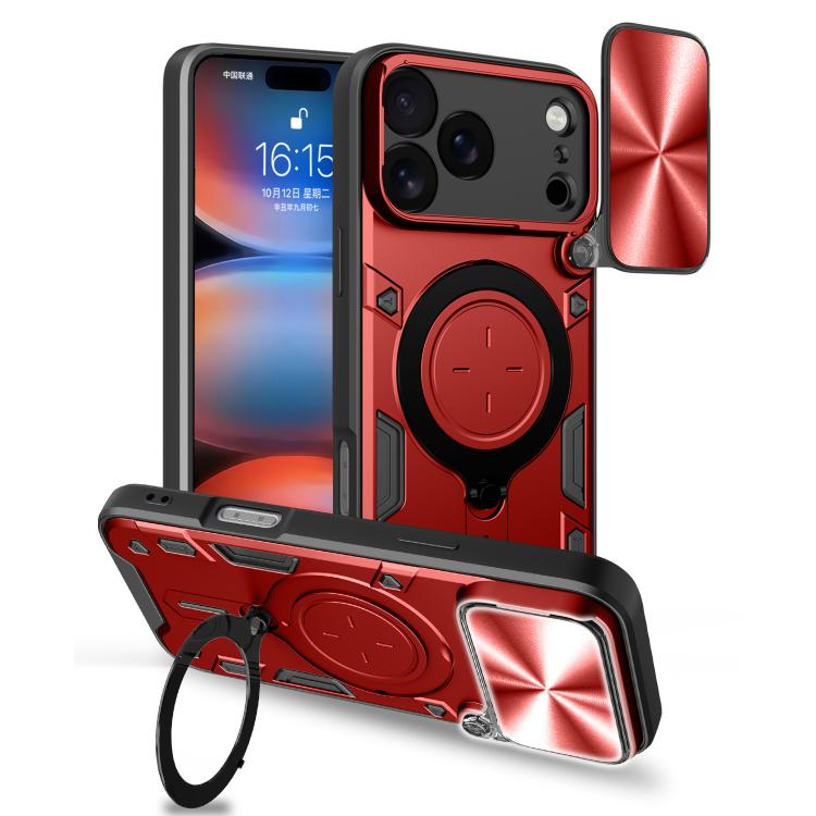CD Texture Sliding Camshield Magnetic Holder Phone Case, For iPhone 18 Pro, For iPhone 18 Pro Max, For iPhone 17e / 16e, For iPhone 17 Pro Max