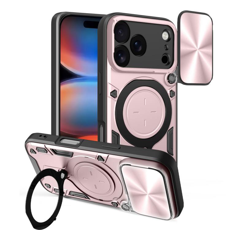 CD Texture Sliding Camshield Magnetic Holder Phone Case, For iPhone 18 Pro, For iPhone 18 Pro Max, For iPhone 17e / 16e, For iPhone 17 Pro Max