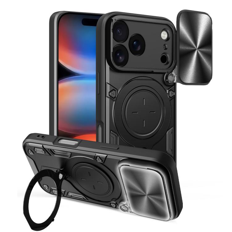 CD Texture Sliding Camshield Magnetic Holder Phone Case, For iPhone 18 Pro, For iPhone 18 Pro Max, For iPhone 17e / 16e, For iPhone 17 Pro Max