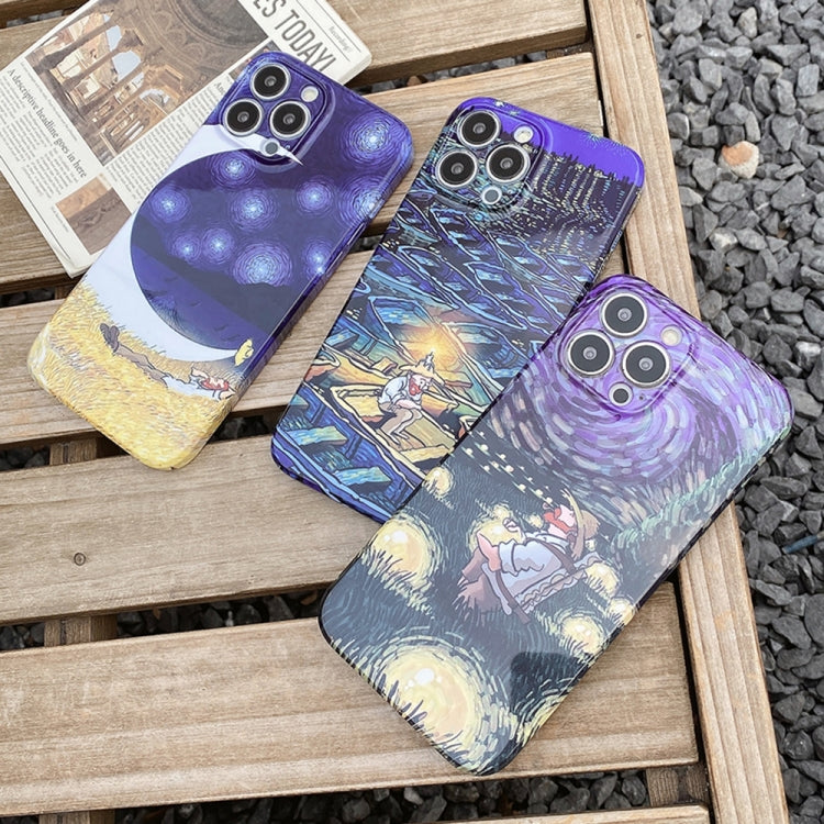 Oil Painting Pattern Glossy PC Phone Case, For iPhone 15 Pro Max, For iPhone 15 Pro, For iPhone 15 Plus, For iPhone 15, For iPhone 14 Plus, For iPhone 14