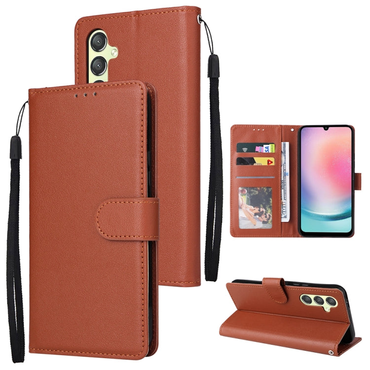Multifunctional 3 Card Slots Leather Phone Case, For Samsung Galaxy A24 4G