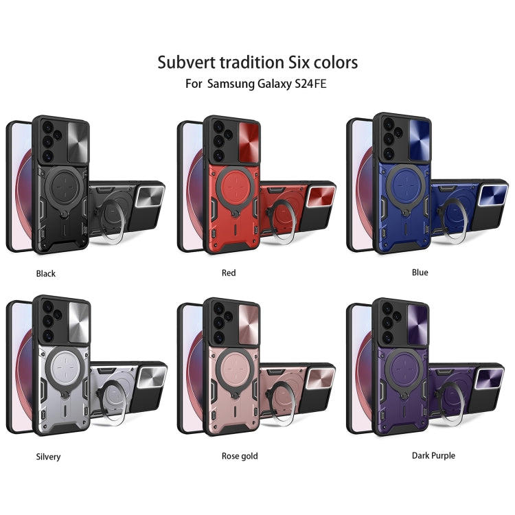 CD Texture Sliding Camshield Magnetic Holder Phone Case, For Samsung Galaxy S24 FE 5G, For Samsung Galaxy S24+ 5G, For Samsung Galaxy S24 5G, For Samsung Galaxy A24 4G