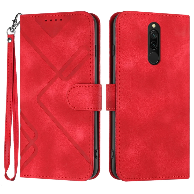 Line Pattern Skin Feel Leather Phone Case