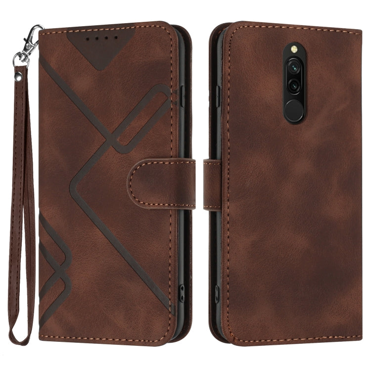 Line Pattern Skin Feel Leather Phone Case