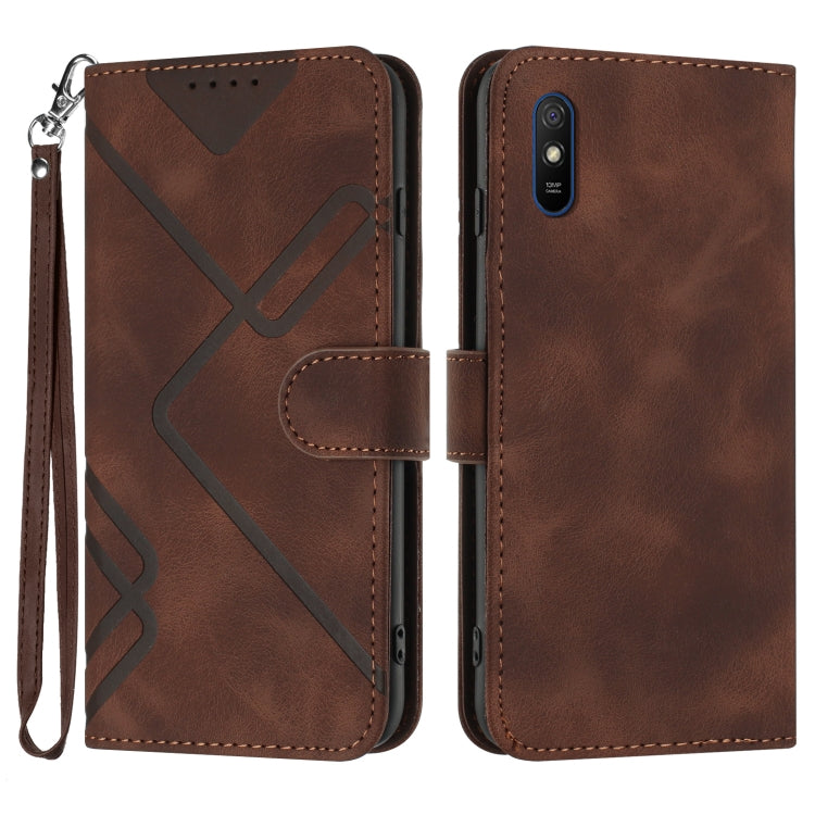 Line Pattern Skin Feel Leather Phone Case