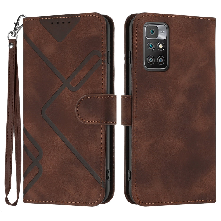 Line Pattern Skin Feel Leather Phone Case