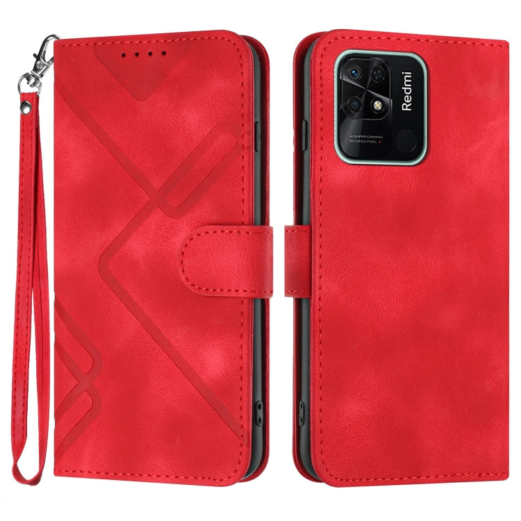 Line Pattern Skin Feel Leather Phone Case