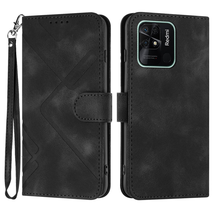 Line Pattern Skin Feel Leather Phone Case