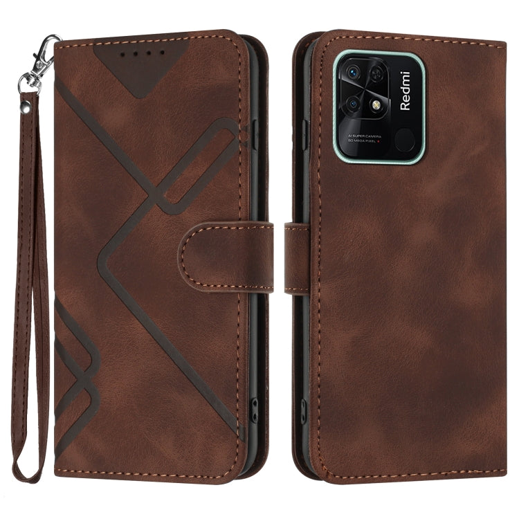 Line Pattern Skin Feel Leather Phone Case
